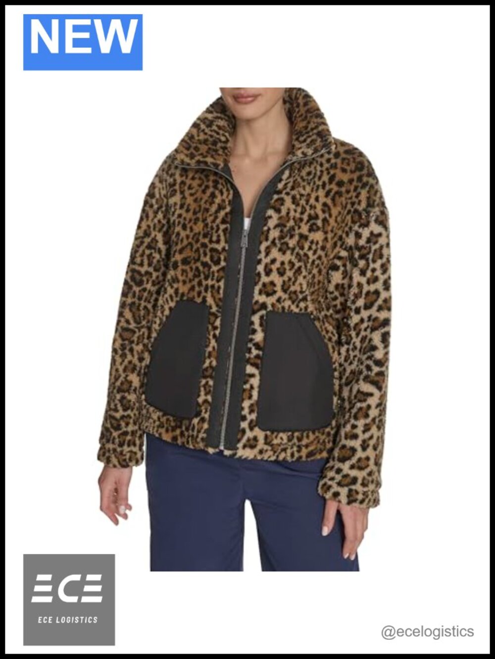 Sherpa Teddy Jacket Quilted Animal Print Long Sleeve Casual
